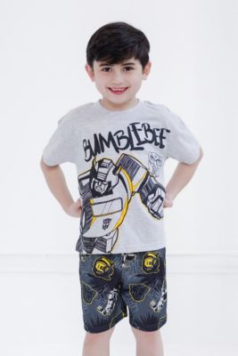 Toddler Boys Bumblebee Optimus Prime Graphic T-Shirt & Mesh Shorts Outfit Set to