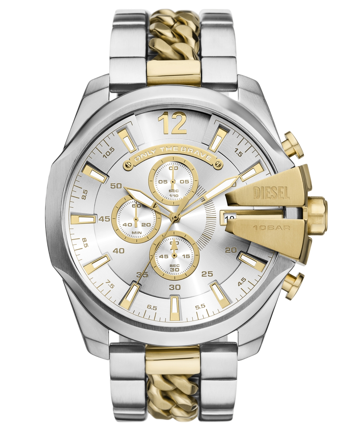 Diesel Men's Mega Chief Chronograph Two-tone Stainless Steel Watch 51mm In Two-tone