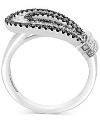 EFFY&reg; Black & White Diamond Loop Statement Ring (5/8 ct. t.w.) in 14k White Gold