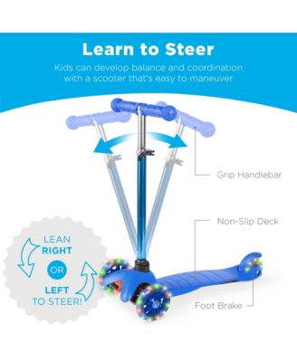 Kids Mini Kick Scooter Toy w/ Light-Up Wheels and Height Adjustable T-Bar