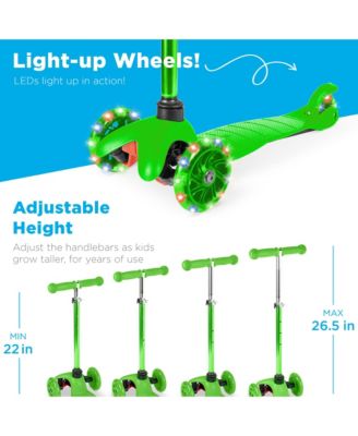Kids Mini Kick Scooter Toy w/ Light-Up Wheels and Height Adjustable T-Bar