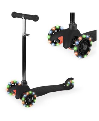 Kids Mini Kick Scooter Toy w/ Light-Up Wheels and Height Adjustable T-Bar