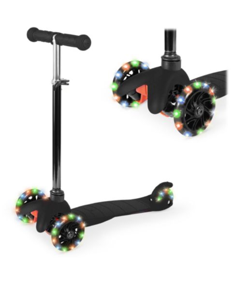 Детская игрушка Best Choice Products Mini Kick Scooter with Light-Up Wheels, Height Adjustable, Three-Wheel, 88 lbs Capacity, Ages 3+, цвет: Чёрный