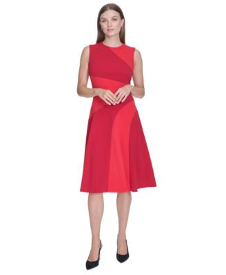 Halston Women's Colorblocked Fit & Flare Dress - Macy's