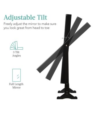 Jewelry Armoire Cabinet, Full Length Mirror w/ Velvet Storage Interior, Lock