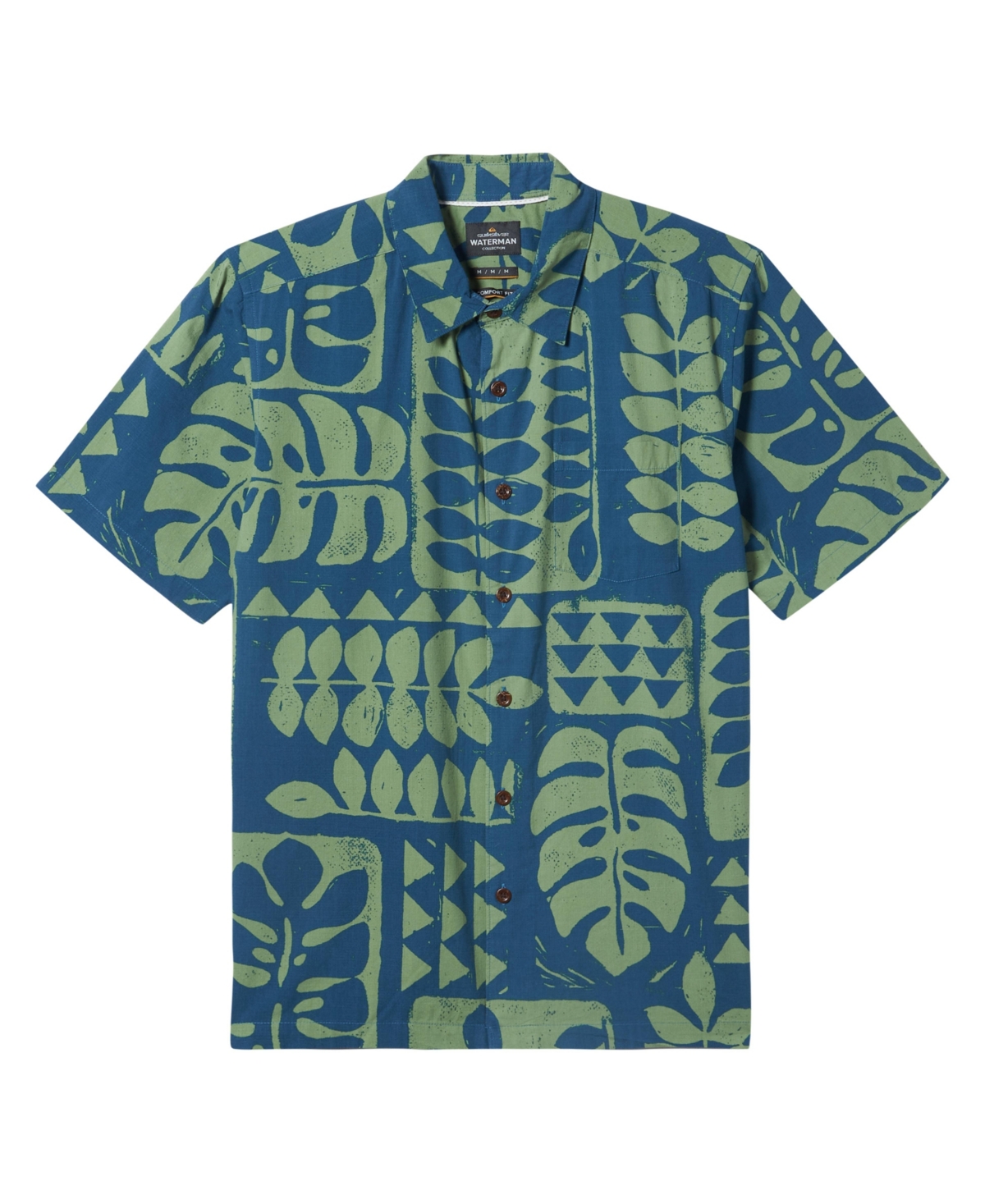 Quiksilver Waterman Men's Turtle Island Short Sleeve Shirt In Majolica Blue Print 4
