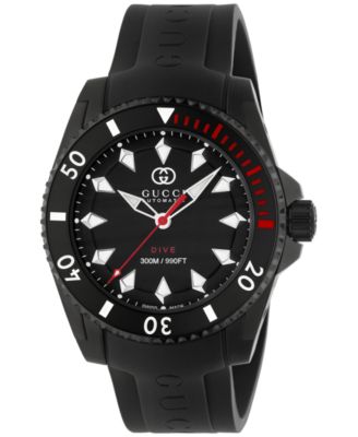 Gucci - Men's Swiss Automatic Dive Black Rubber Strap Watch 40mm