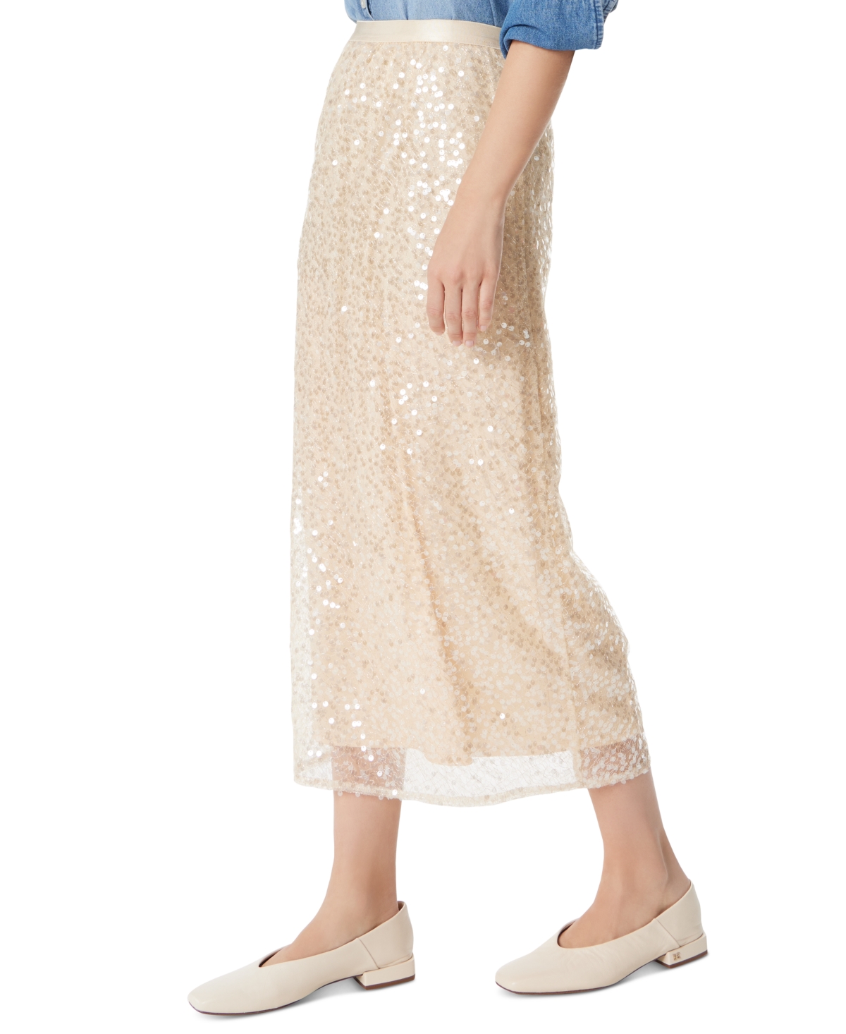 Sam Edelman Women's Gracie Embellished Satin Midi Skirt