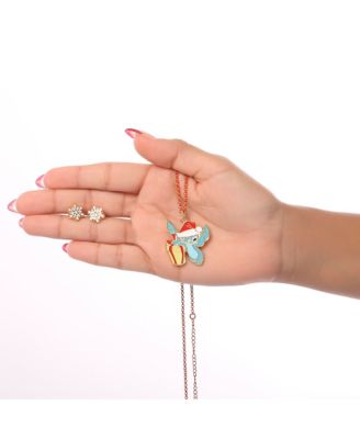 Lilo and Stitch Christmas Necklace and Earring Set