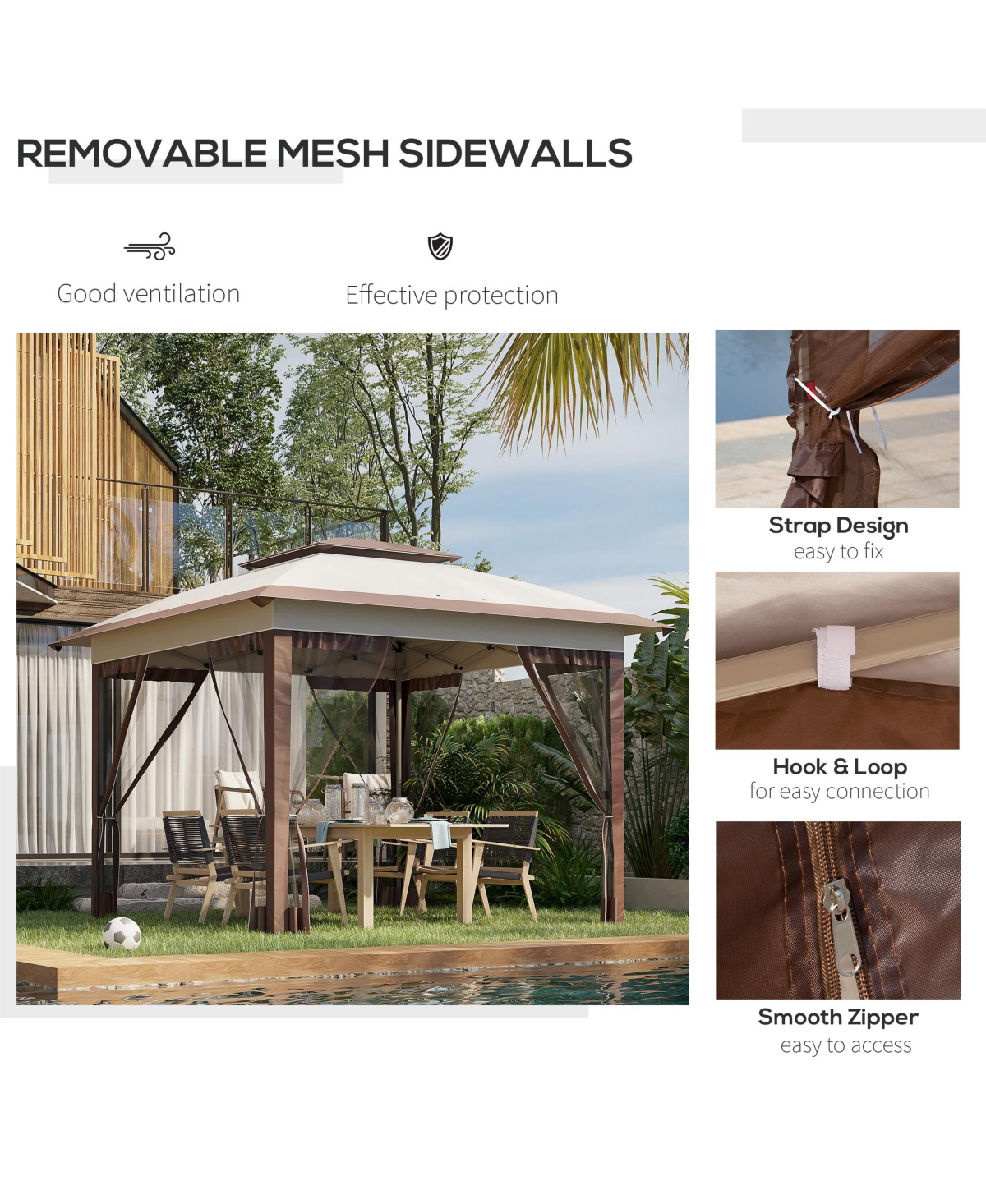 Streamdale Furniture Spacious 12'x12' Pop-Up Gazebo with Adjustable Height and Bug Netting Protection