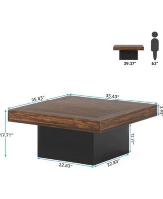 LED Coffee Table, Square Coffee Table Wood Low Coffee Table for Living Room