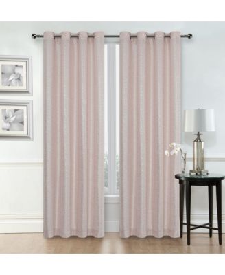 Glam Chic Living 2 Pack Metallic Foil Sparkle Slub Sheer Grommet Top Curtain Panels Rose