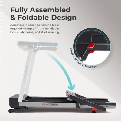 Foldable 15 Level Auto Incline Treadmill, 20" Wide Running Belt, Quiet Brushless Motor, Digital Display, 300 LB Weight Capacity, SunnyFit App Bluetooth Connection