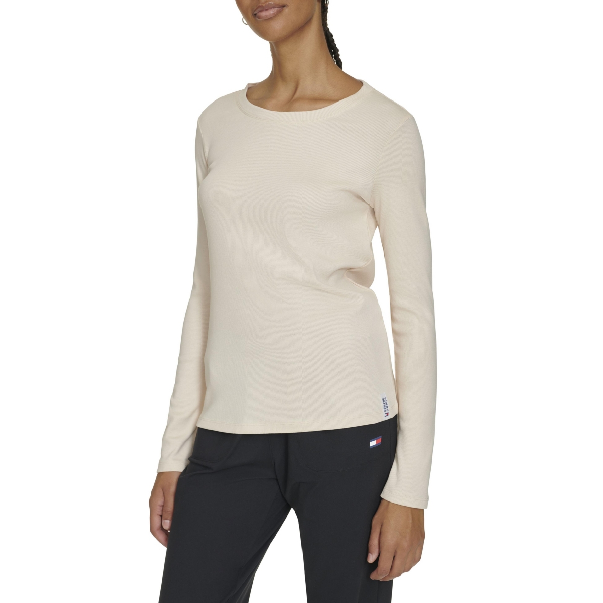 Tommy Hilfiger Women's Cotton Blend Ribbed Long Sleeve T-Shirt