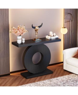 Modern Console Table with Geometric Base, 40 inch Wood Entryway Table Sofa Table Narrow Long for Living Room, Entryway, Hallway