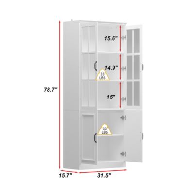 White Wooden 6 Shelves Standard Bookcase, Storage Cabinet