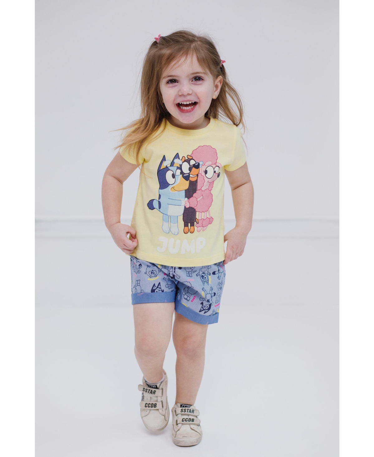 Bluey Toddler Girls T-Shirt and Chambray Shorts Outfit Set -/ blue