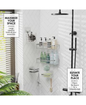 Premium Adhesive Shower Caddy & Bathroom Organizer - Grey