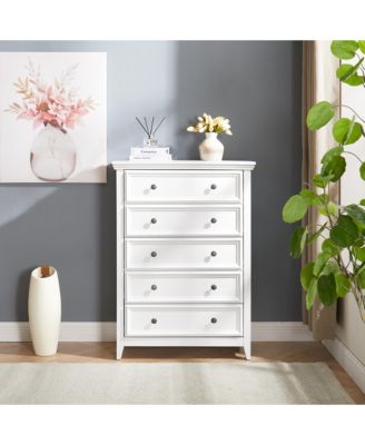 Modern 5-Drawer Dresser – White Cabinet with 5 Drawers, Ideal for Living Room or Farmhouse Closet Storage