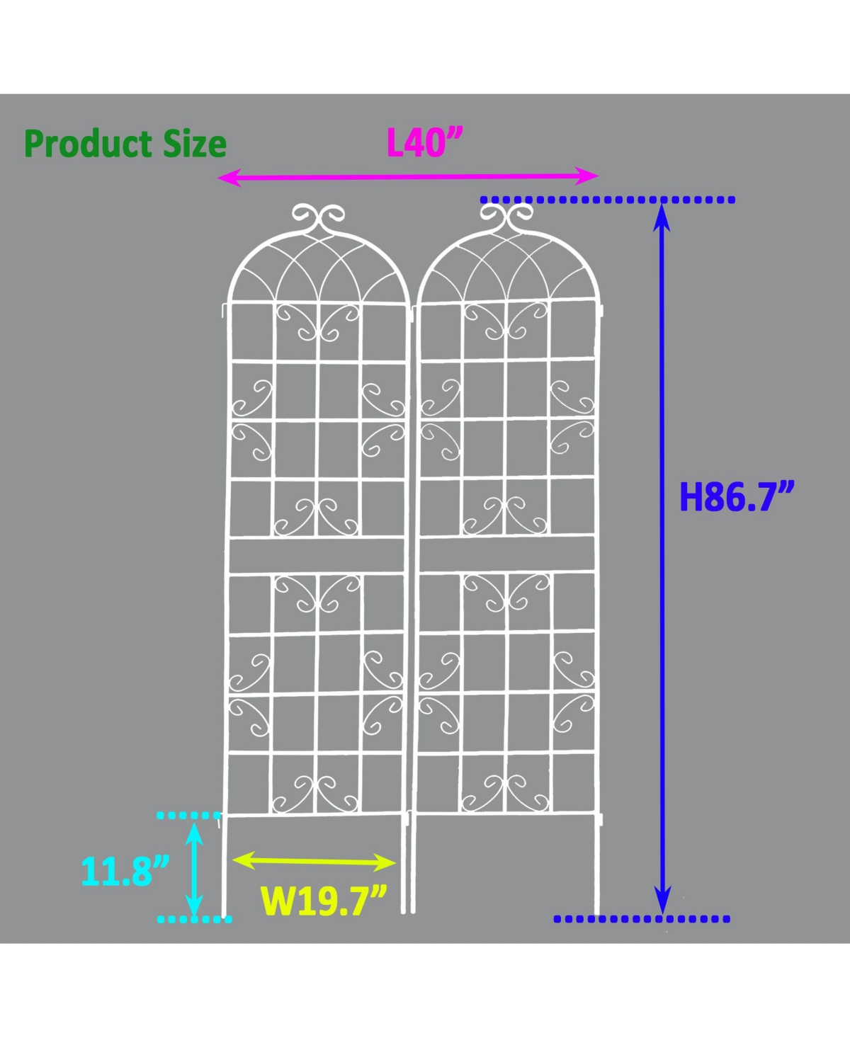 Slickblue 2-Pack Metal Garden Trellis – 86.7'' x 19.7'', Rustproof CreamTrellis for Climbing Plants and Outdoor Flower Support - White