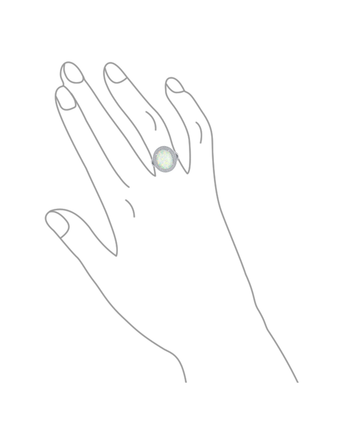Bling Jewelry White Synthetic Opal Oval Split Shank Pave Cz Accent Double Halo Statement Ring Women .925 Sterling- Silver