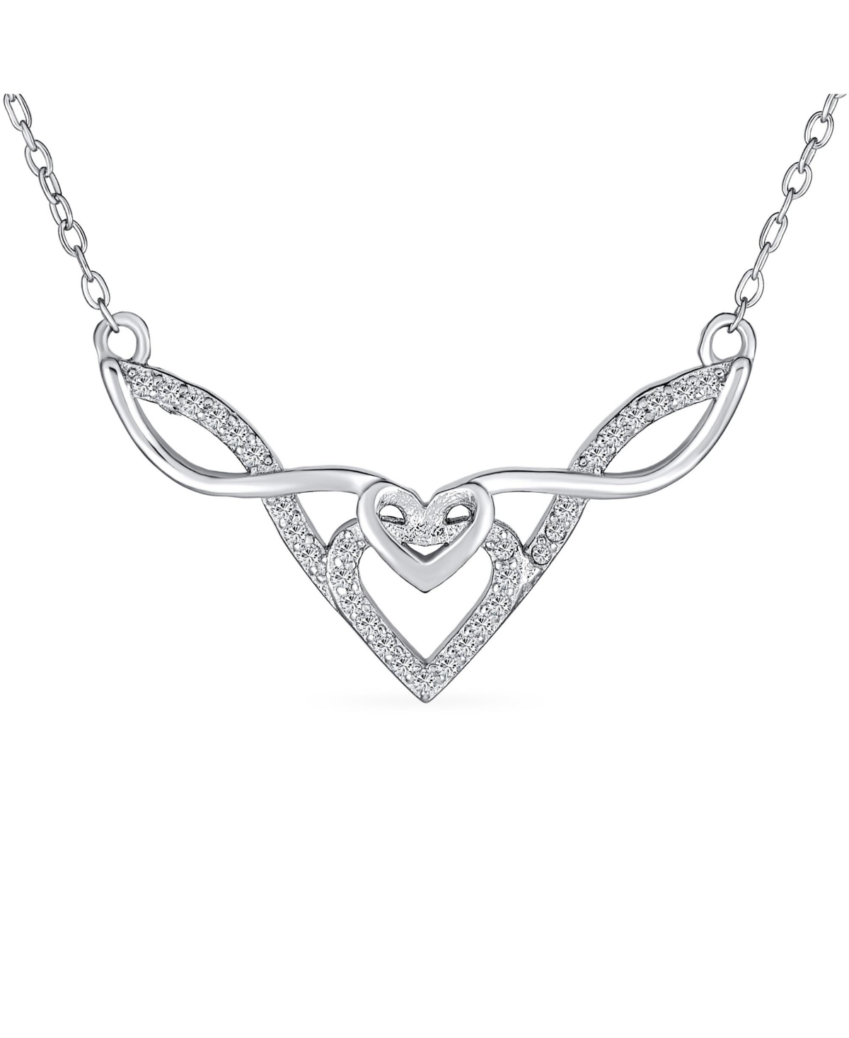 Bling Jewelry Good Luck Friendship Cz Accent Heart Trinity Irish Love Knot Infinity Celtic Necklace Collar Pendant Couples .925 Sterling Silver