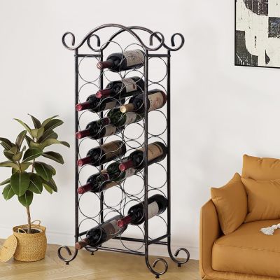 Floor Freestanding Metal Wine Rack, Wine Bottle Holder Stands, Wine Storage for Home Bar - Holds up to 21 Bottles
