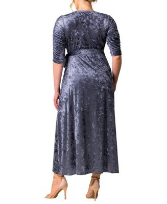 Plus Size Cara Velvet High Low Long Wrap Dress