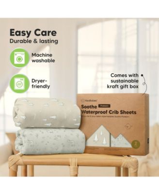 2pk Soothe Waterproof Fitted Crib Sheets for Girl, Boy, 100% Soft Cotton Crib Mattress Protector Sheet