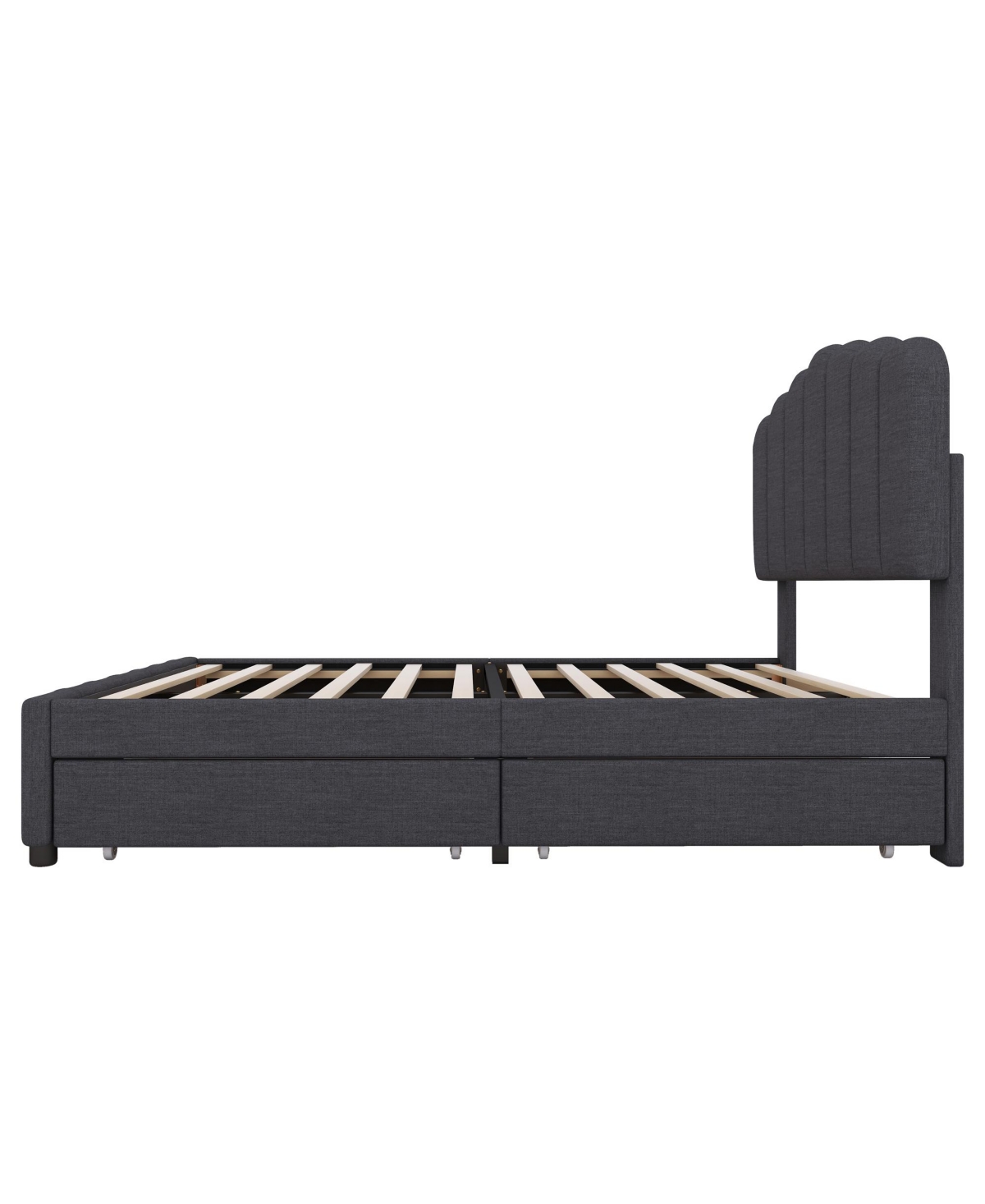 Slickblue Full Size Upholstered Bed with 4 Storage Drawers and Wood Slat Support