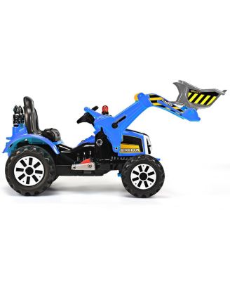 12V Battery Powered Kids Ride On Excavator Truck w/ Front Loader Digger