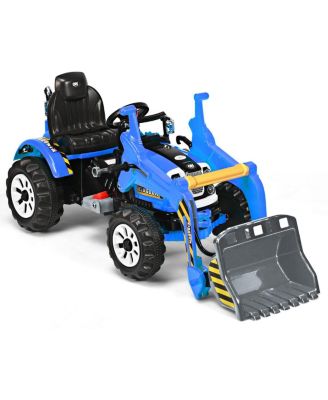 12V Battery Powered Kids Ride On Excavator Truck w/ Front Loader Digger