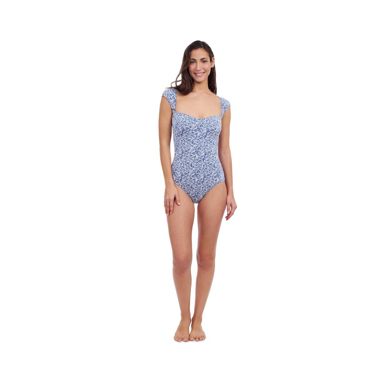 Profile by Gottex Women's Plumeria Cap Sleeve Shaped Bust One Piece