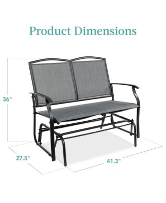 2-Person Outdoor Swing Glider, Steel Patio Loveseat, Bench Rocker w/ Armrests