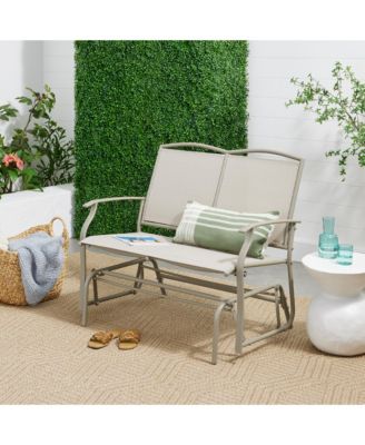 2-Person Outdoor Swing Glider, Steel Patio Loveseat, Bench Rocker with Armrests