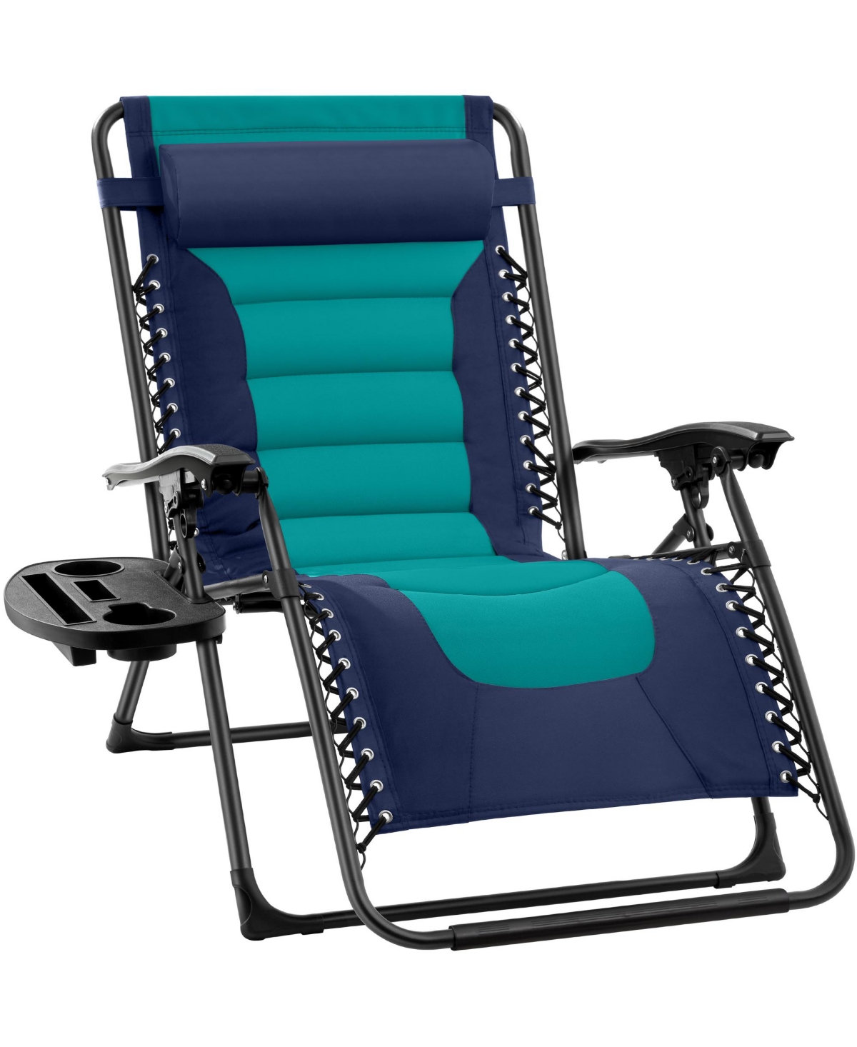 Best Choice Products Padded Zero Gravity Chair, Folding Outdoor Patio Recliner w/ Side Tray - Black/Burgundy -teal