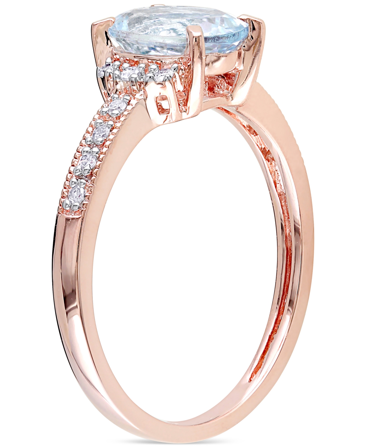 Macy's Morganite (1-1/7 Ct. T.w.) And Diamond (1/20 Ct. T.w.) Ring In 18k Rose Gold Over Sterling Silver (a In Aquamarine Rose