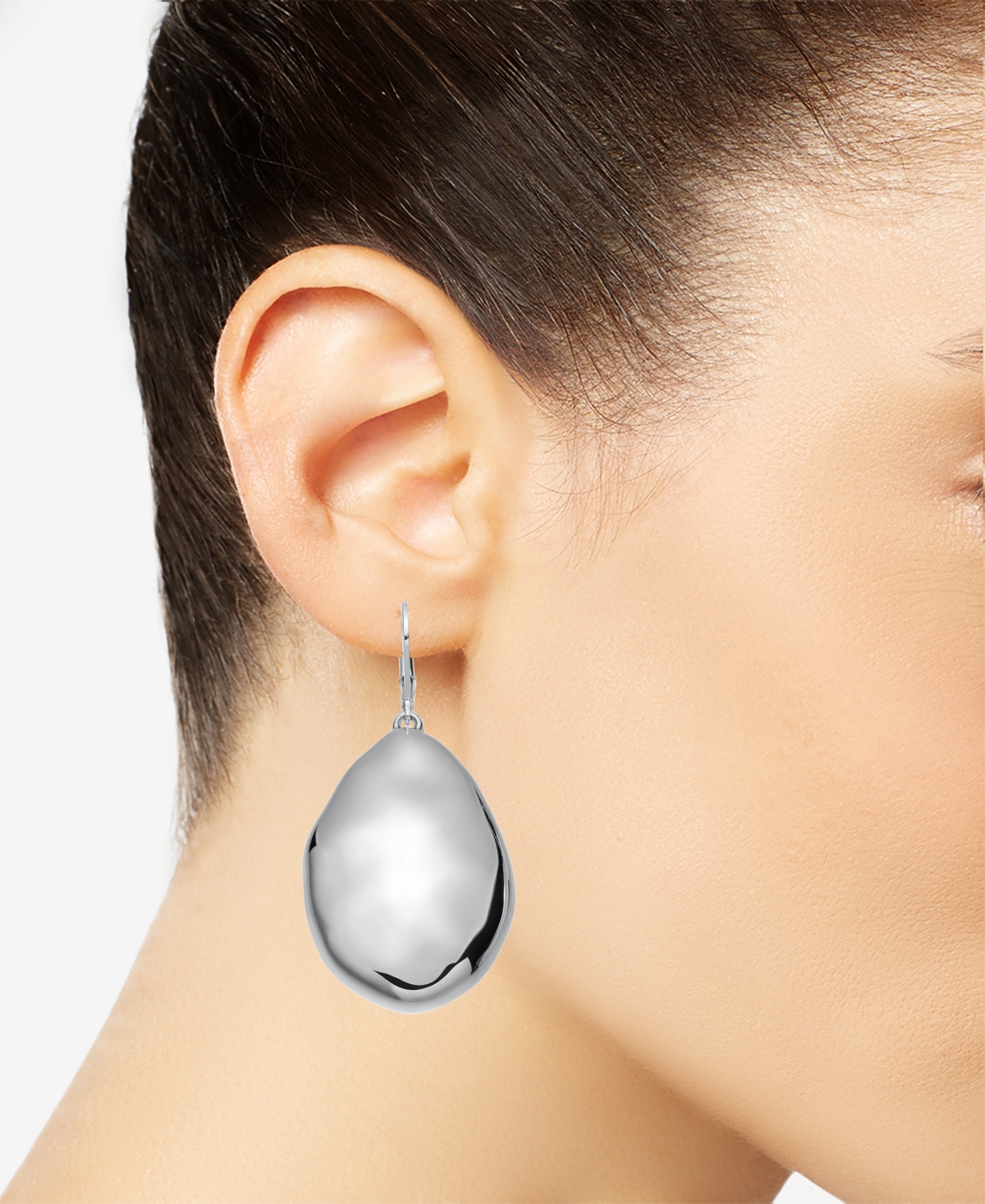 Style & CoTone Hammered Oval Drop Earrings, Created for Macy's - Silver
