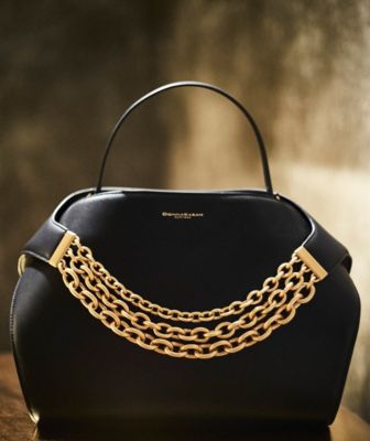 Plandome Chain Top Handle Leather Satchel