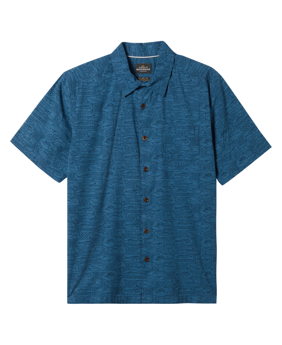 Quiksilver Waterman Men's Hana Bay Short Sleeve Shirt - Majolica Blue Print 4