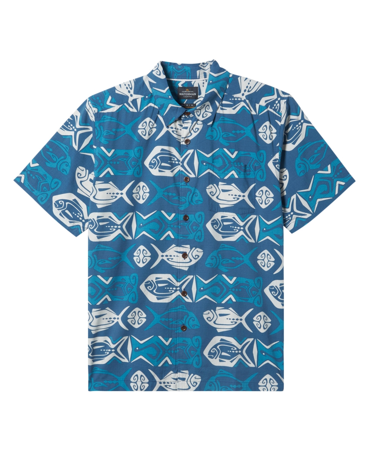 Quiksilver Waterman Men's Band O Fish Short Sleeve Shirt - Indian Teal Print 4