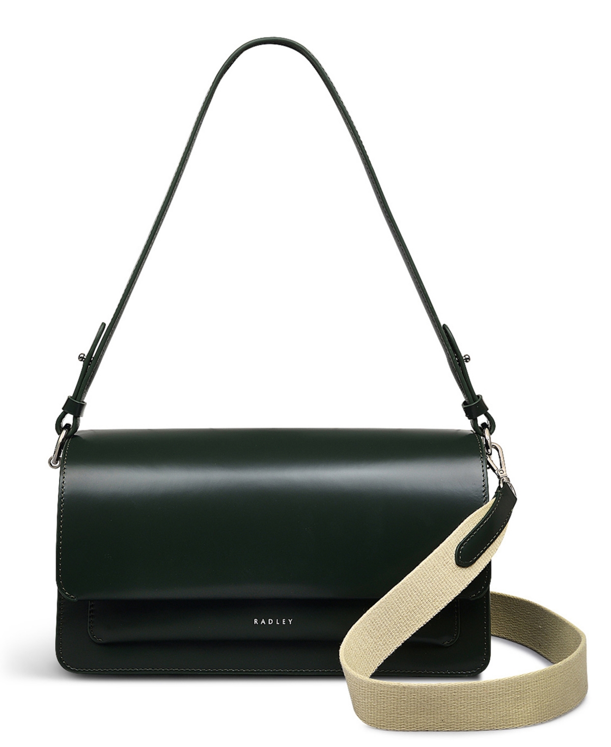 Leather Lane Flap Over Shoulder Bag - Racing Green