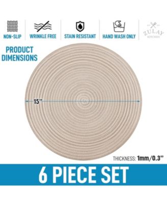 Braided Round Place Mats & Anti-Skid Placemat for Dining - Set of 6