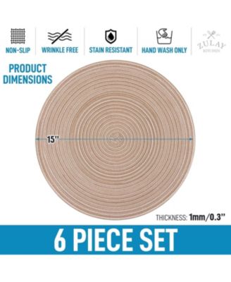 Braided Round Place Mats & Anti-Skid Placemat for Dining - Set of 6