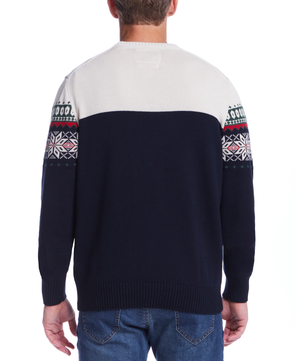 Weatherproof Vintage Men's Crewneck Snowflake-Pattern Long Sleeve Sweater