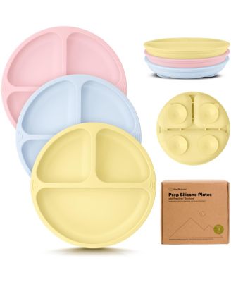 KeaBabies 3-Pack Prep Suction Plates for Baby 100 Silicone Toddler Plates Bpa-Free Divided Baby Plates with Suction - Popsicle 20$