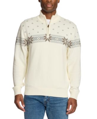 Weatherproof Vintage - Men's Quarter-Zip Snowflake-Pattern Long Sleeve Sweater