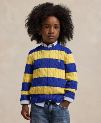 Toddler and Little Boys Striped Cable Knit Cotton Sweater