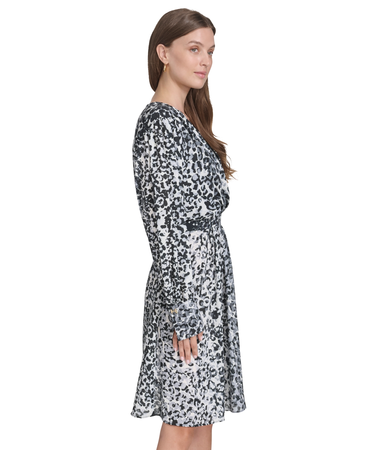 Halston Women's Animal-Print Fit & Flare Dress -White