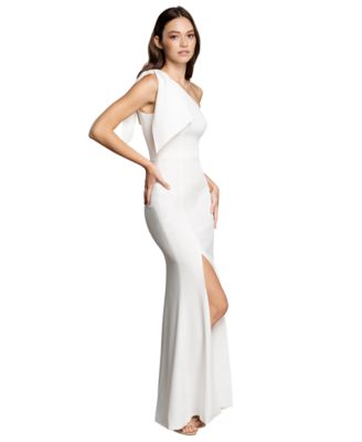 dress the population georgina Dress the Population Georgina One-Shoulder-Bow Gown - Off White